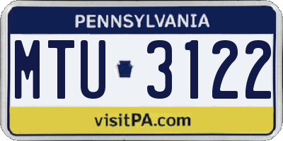 PA license plate MTU3122