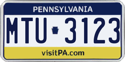 PA license plate MTU3123