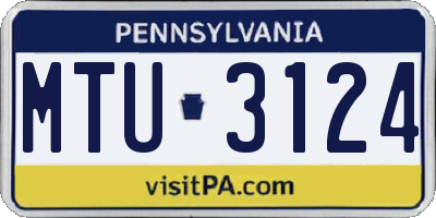 PA license plate MTU3124