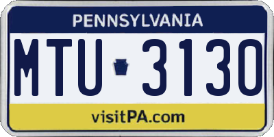 PA license plate MTU3130