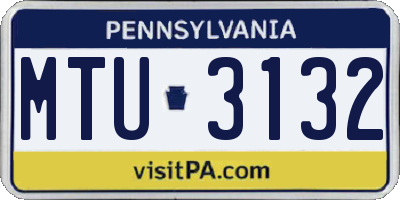 PA license plate MTU3132