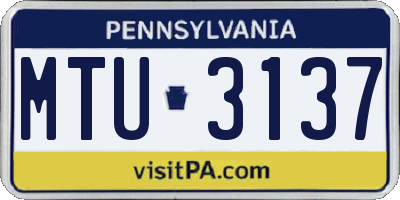 PA license plate MTU3137