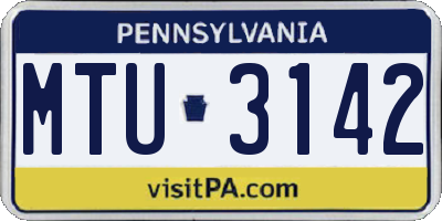 PA license plate MTU3142