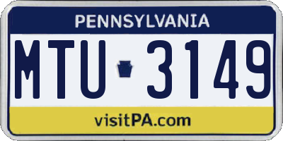 PA license plate MTU3149