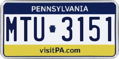 PA license plate MTU3151