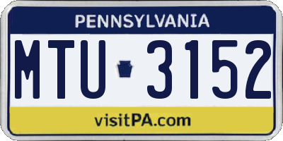 PA license plate MTU3152