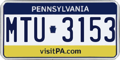 PA license plate MTU3153