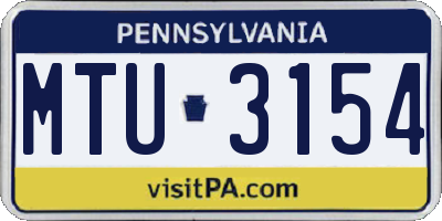 PA license plate MTU3154