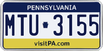 PA license plate MTU3155