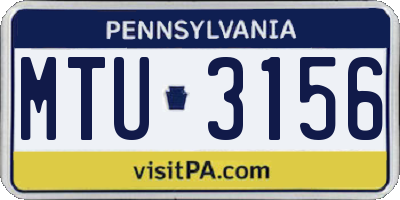 PA license plate MTU3156