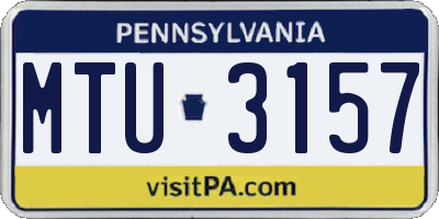 PA license plate MTU3157