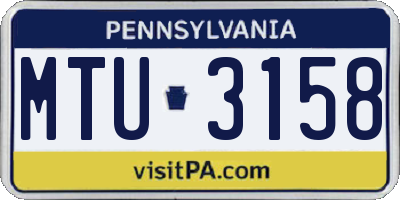 PA license plate MTU3158