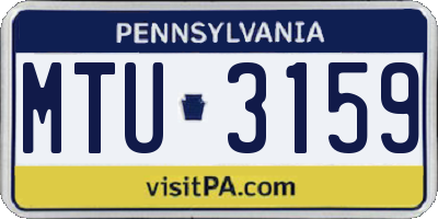 PA license plate MTU3159