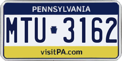 PA license plate MTU3162