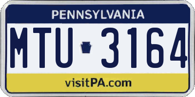 PA license plate MTU3164