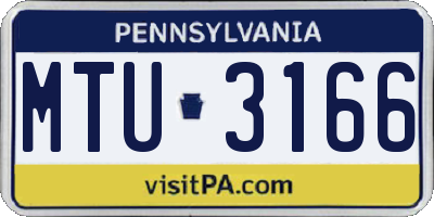 PA license plate MTU3166