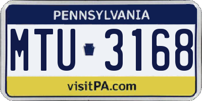 PA license plate MTU3168