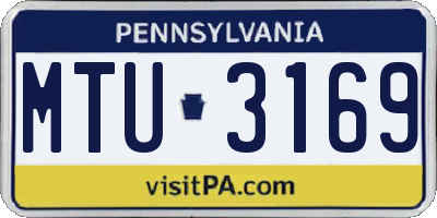 PA license plate MTU3169