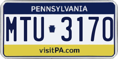 PA license plate MTU3170