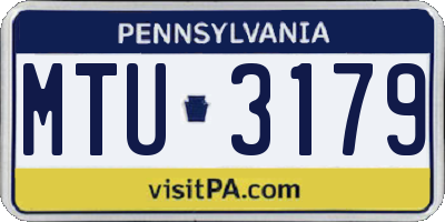 PA license plate MTU3179