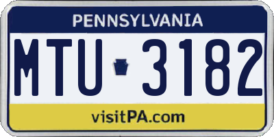 PA license plate MTU3182