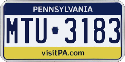 PA license plate MTU3183
