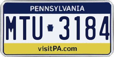 PA license plate MTU3184