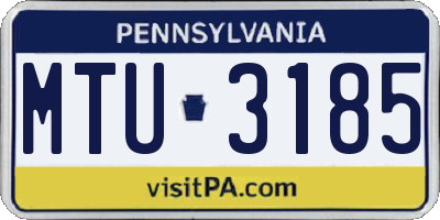 PA license plate MTU3185