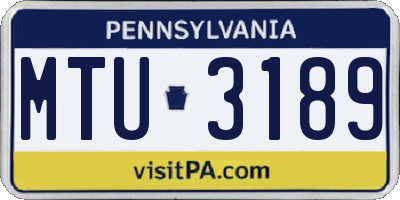 PA license plate MTU3189