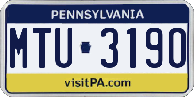 PA license plate MTU3190
