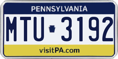 PA license plate MTU3192