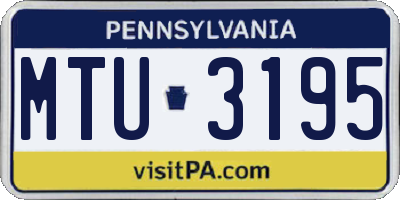 PA license plate MTU3195