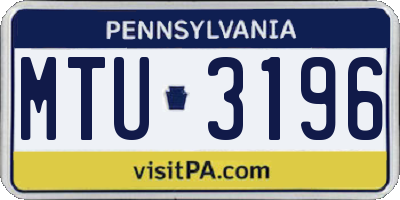 PA license plate MTU3196