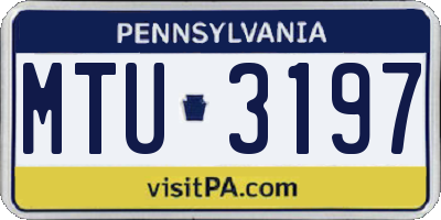PA license plate MTU3197