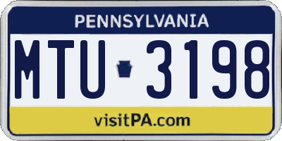 PA license plate MTU3198