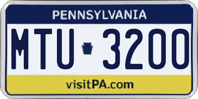 PA license plate MTU3200
