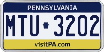 PA license plate MTU3202