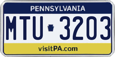 PA license plate MTU3203