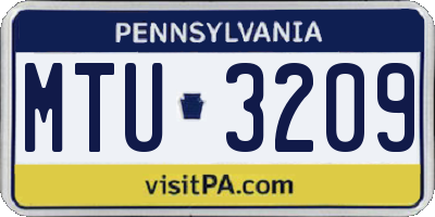 PA license plate MTU3209