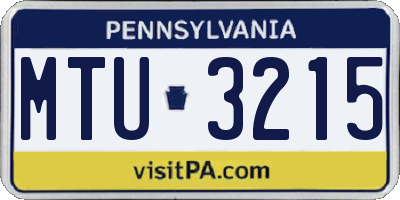 PA license plate MTU3215