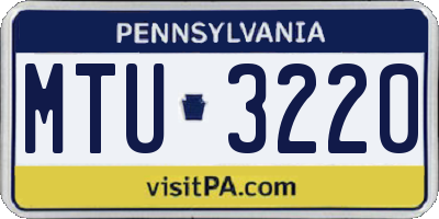PA license plate MTU3220