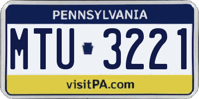 PA license plate MTU3221