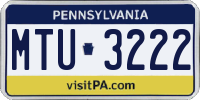 PA license plate MTU3222