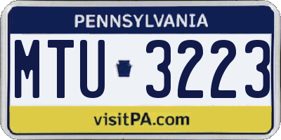 PA license plate MTU3223
