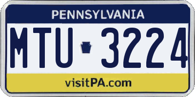 PA license plate MTU3224