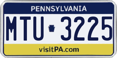 PA license plate MTU3225