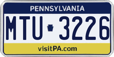 PA license plate MTU3226