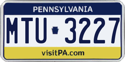 PA license plate MTU3227
