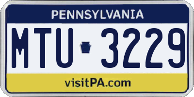 PA license plate MTU3229