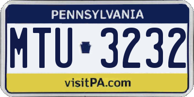 PA license plate MTU3232